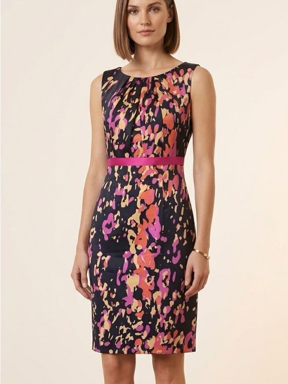 David Meister Designer Colorful Patterned Sheath Dress. Size 10